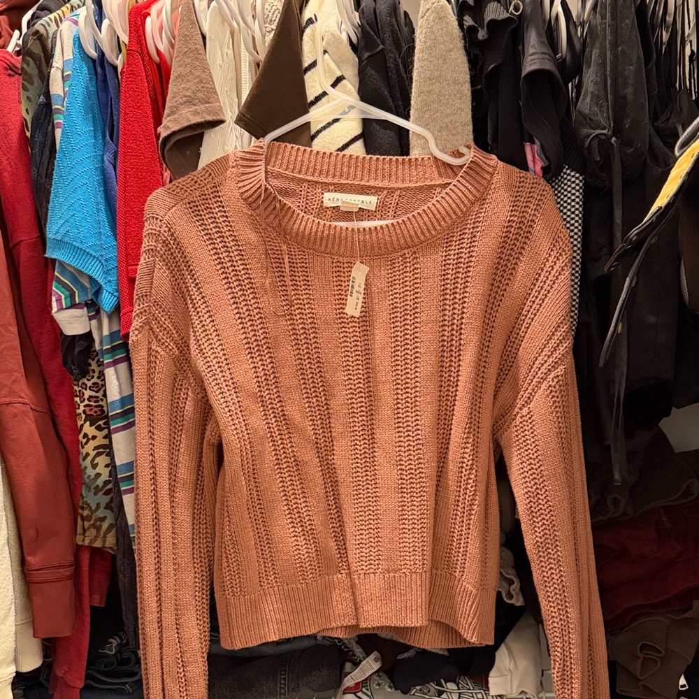 Aeropostale Women's Coral Crew Neck Sweater